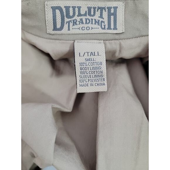 DULUTH TRADING CO Fire Hose Presentation Khaki Elbow Patch Blazer Size L Tall - Picture 9 of 11